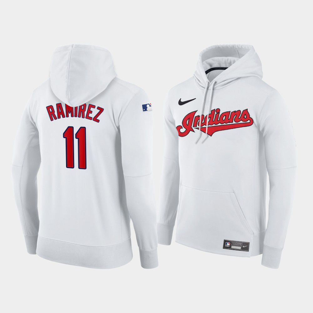 Men Cleveland Indians #11 Ramirez white home hoodie 2021 MLB Nike Jerseys